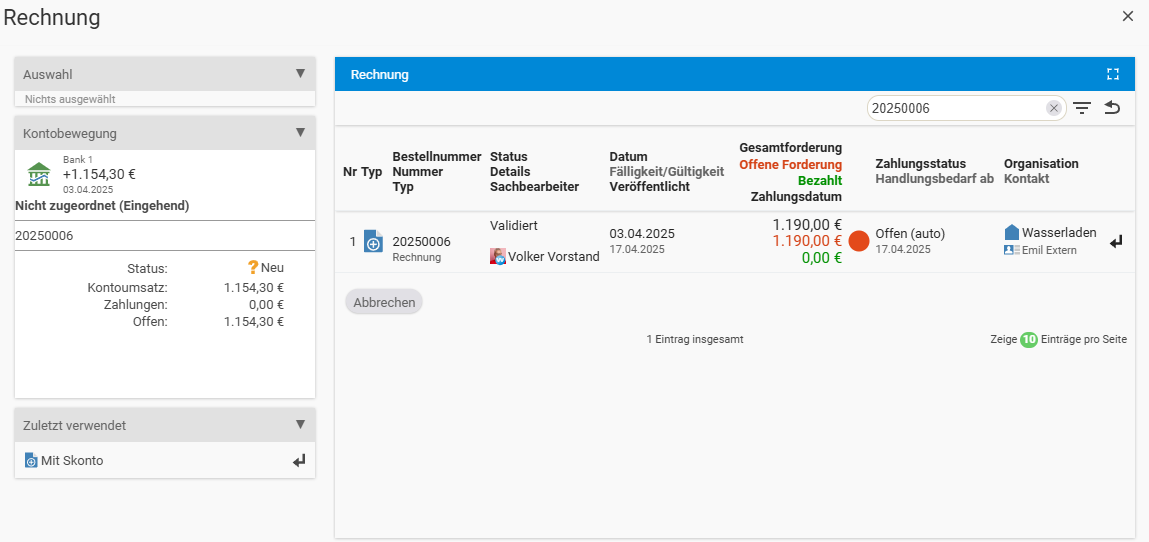 Advanced filters via the three-dots field by amount or payment parties