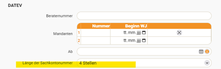Setting the length of the G/L account number