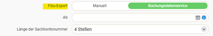 Toggle in the configuration set to Buchungsdatenservice