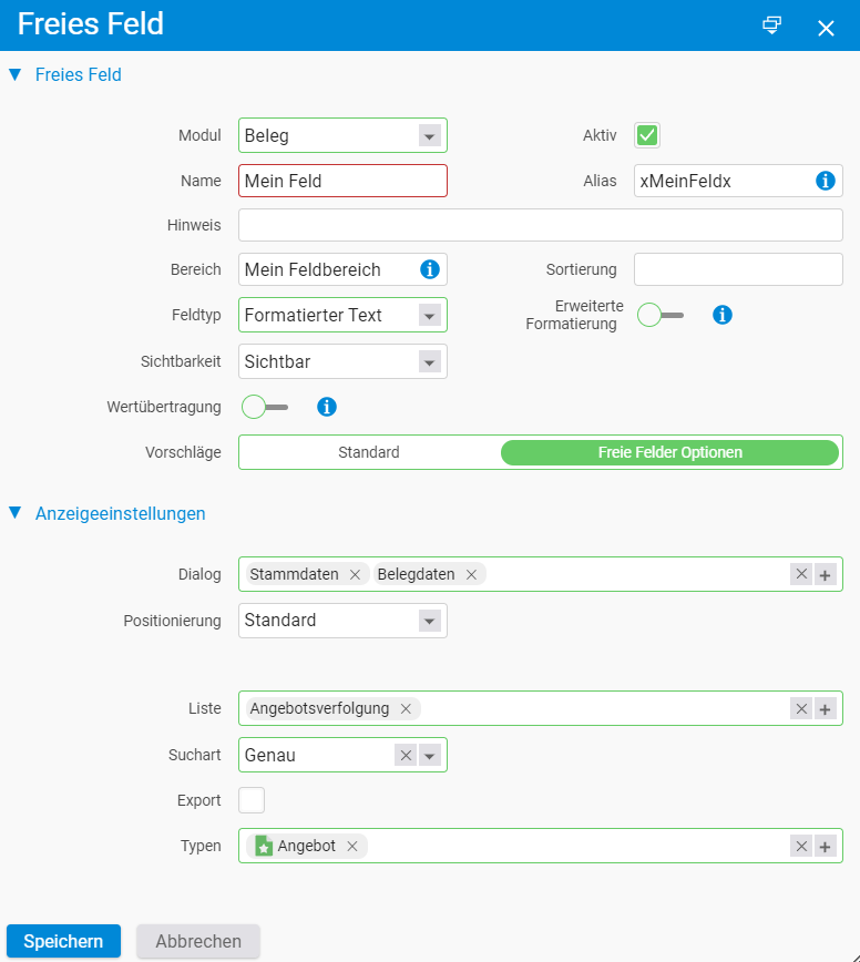 Creating a formattable custom field under Configuration > General