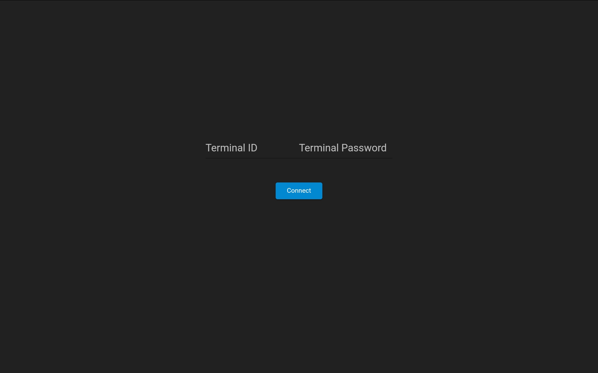 Logging in to the terminal with the login details