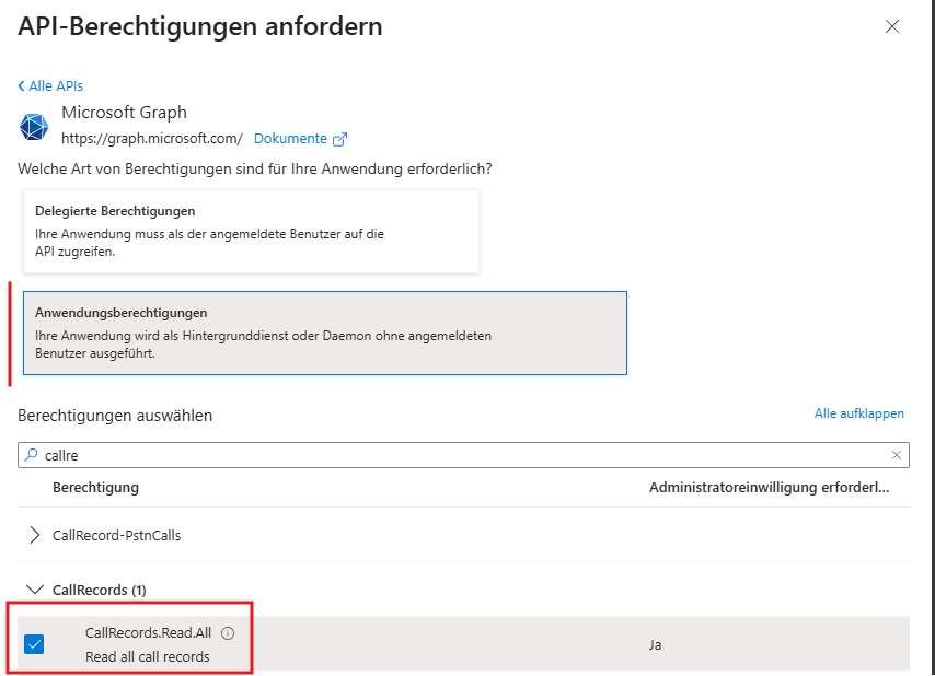 CallRecords.ReadAll permission in Microsoft Graph