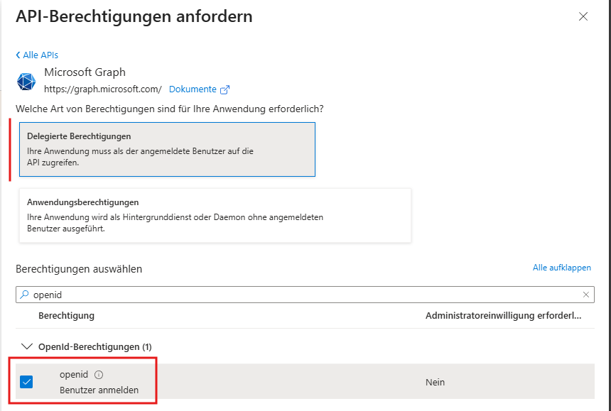 openid permission in Microsoft Graph