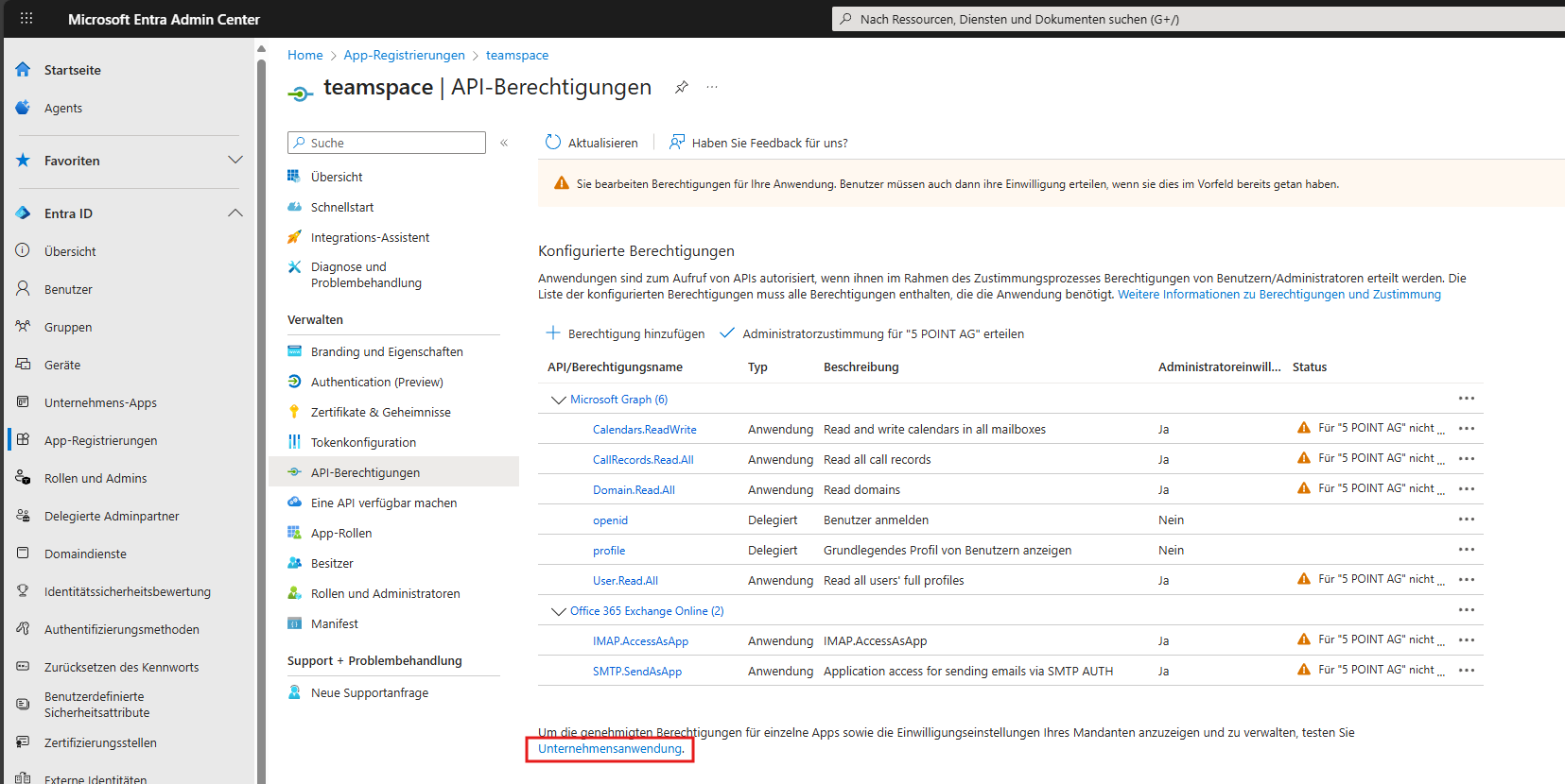 Link to the enterprise application of the app registration