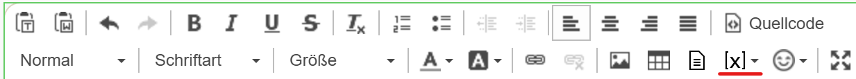 The replacement-field icon in the toolbar of the text field