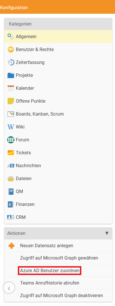 Assign Azure AD users menu item in the Actions category