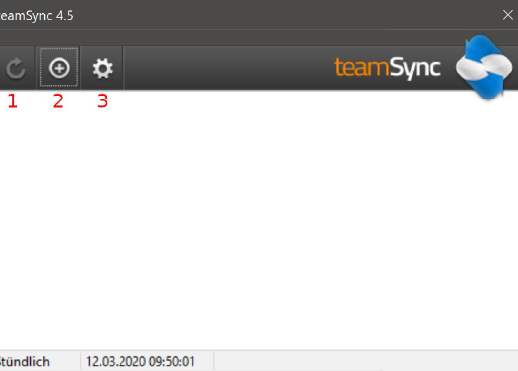 teamSync main window with the three buttons