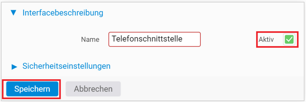 Configuration → Interfaces – new interface 'Phone WebHook (action URL)'