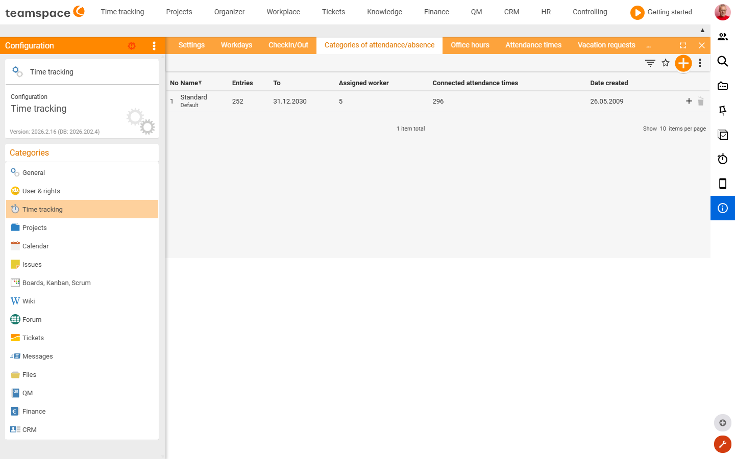 Configuration · Public holiday calendars tab – several calendars (e.g. Bavaria, Hesse), importing templates, creating public holidays